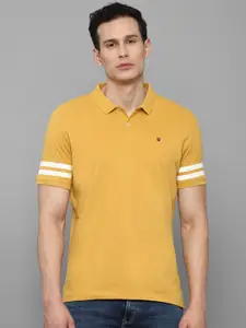 Louis Philippe Jeans Men Mustard Yellow Polo Collar Pure Cotton Slim Fit T-shirt