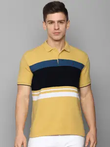 Louis Philippe Sport Men Yellow & Black Colourblocked Polo Collar Slim Fit T-shirt