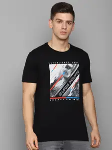 Louis Philippe Sport Men Black Typography Printed Slim Fit T-shirt