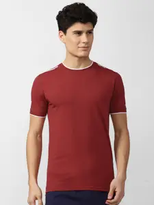 Peter England Casuals Men Maroon Slim Fit T-shirt