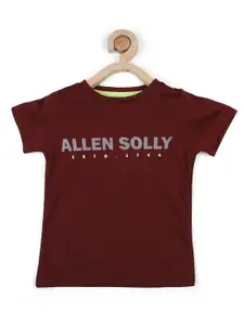 Allen Solly Junior Boys Maroon Typography Printed T-shirt