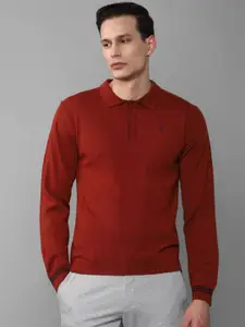 Louis Philippe Men Red Polo Collar T-shirt