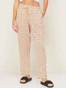 Ginger by Lifestyle Women Pink Printed Cotton Lounge Pants