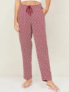 Ginger by Lifestyle Women Maroon Printed Cotton Lounge Pants