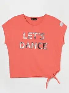 Fame Forever by Lifestyle Girls Coral Typography Printed Pure Cotton T-shirt