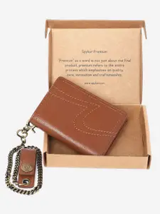 SPYKAR Men Brown Leather Three Fold Wallet