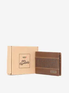 SPYKAR Men Brown & White Leather Two Fold Wallet