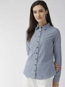 Xpose Women Blue Comfort Striped Formal Shirt