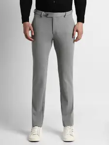 Peter England Men Grey Slim Fit Trousers