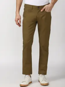 Peter England Casuals Men Brown Slim Fit Chinos Trouser