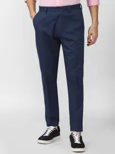 Peter England Casuals Men Navy Blue Slim Fit Chinos Trouser