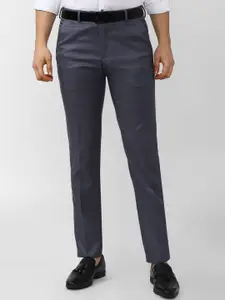 Van Heusen Men Grey Checked Slim Fit Formal Trouser