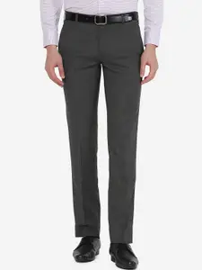 JADE BLUE Men Grey Slim Fit Trousers