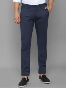 Allen Solly Men Navy Blue Textured Slim Fit Trousers