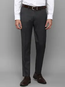 Louis Philippe Men Grey Textured Slim Fit Formal Trousers