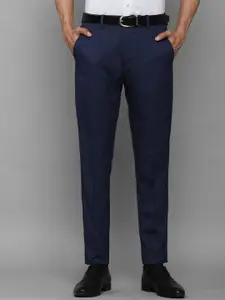 Louis Philippe Men Navy Blue Checked Slim Fit Formal Trouser