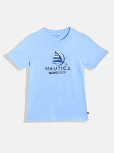 Nautica Boys Pure Cotton Brand Logo Printed T-shirt