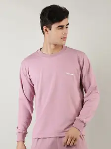CHKOKKO Men Pink Typography Printed Cotton T-shirt