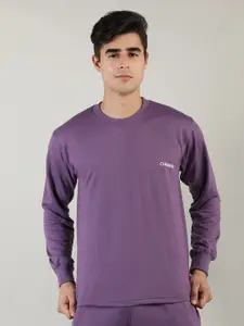 CHKOKKO Men Purple Cotton T-shirt