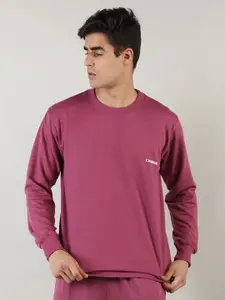 CHKOKKO Men Pink Cotton T-shirt