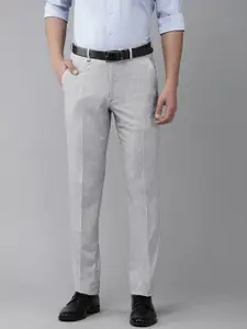 Van Heusen Men Mid-Rise Textured Slim Fit Trousers