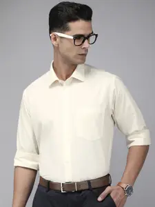 Van Heusen Men Off White Solid Formal Shirt