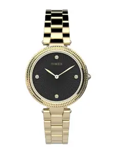 Timex Women Brass Embellished Dial & Stainless Steel Straps Analogue Watch TW2V24100