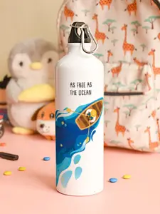 Indigifts Free As Ocean Printed Aluminium Water Bottle