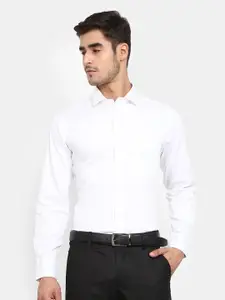 V-Mart Men White Solid Regular Fit Cotton Formal Shirt