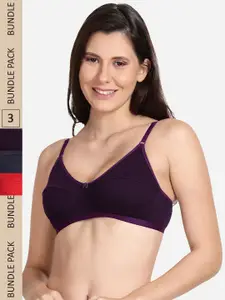 shyaway Pack Of 3 Non Padded Non-Wired Cotton Bras