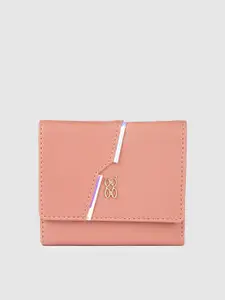 Baggit Women Nude Pink Iridescent Stripes Three Fold Wallet