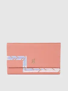Baggit Women Nude Pink Iridescent Stripes Three Fold Wallet
