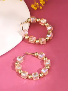 Yellow Chimes Gold-Plated Contemporary Hoop Earrings