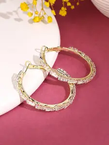 Yellow Chimes Gold-Plated Contemporary Hoop Earrings