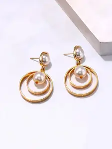 Yellow Chimes Gold-Plated Contemporary Drop Earrings