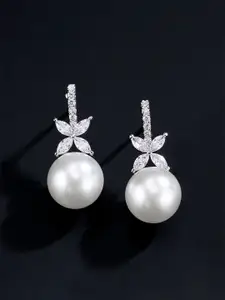 Yellow Chimes Silver-Toned Contemporary Drop Earrings