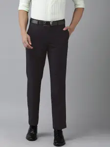 Park Avenue Men Striped Smart Regular Fit Mid-Rise Plain Woven Flat-Front Formal Trousers