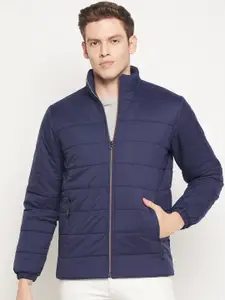 Spirit Men Navy Blue Windcheater and Water Resistant Long Sleeves Padded Jacket