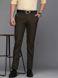 Raymond Men Checked Slim Fit Low-Rise Formal Trousers