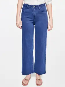 AND Women Blue Solid Casual High-Rise Jeans