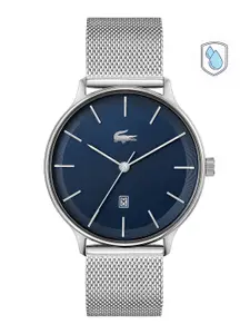 Lacoste Men Blue Dial & Silver Toned Bracelet Style Straps Analogue Watch 2011200