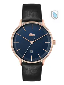 Lacoste Men Blue Dial & Black Leather Straps Analogue Watch 2011168