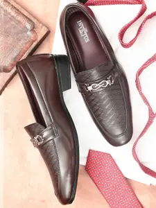 INVICTUS Men Brown Textured Regular Formal Shoes