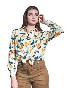 NEOFAA Women Floral Lurex Casual Shirt