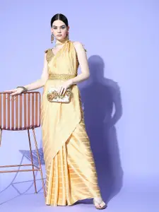 Saree mall Striped Satin Saree with Solid border