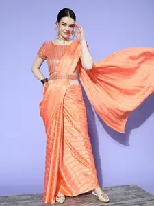 Saree mall Striped Satin Saree with Solid border