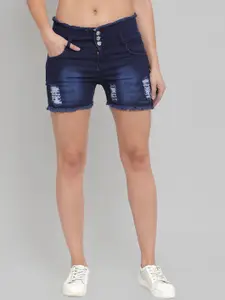F2M Women Washed Slim Fit Low-Rise Denim Shorts
