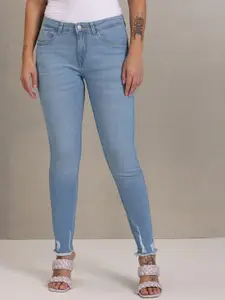 U.S. Polo Assn. Women U S Polo Assn Women Skinny Fit Mildly Distressed Light Fade Stretchable Jeans