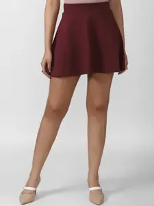 FOREVER 21 Women Maroon Solid Mini Skirt