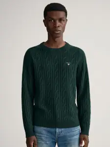 GANT Men Green Cable Knit Pullover